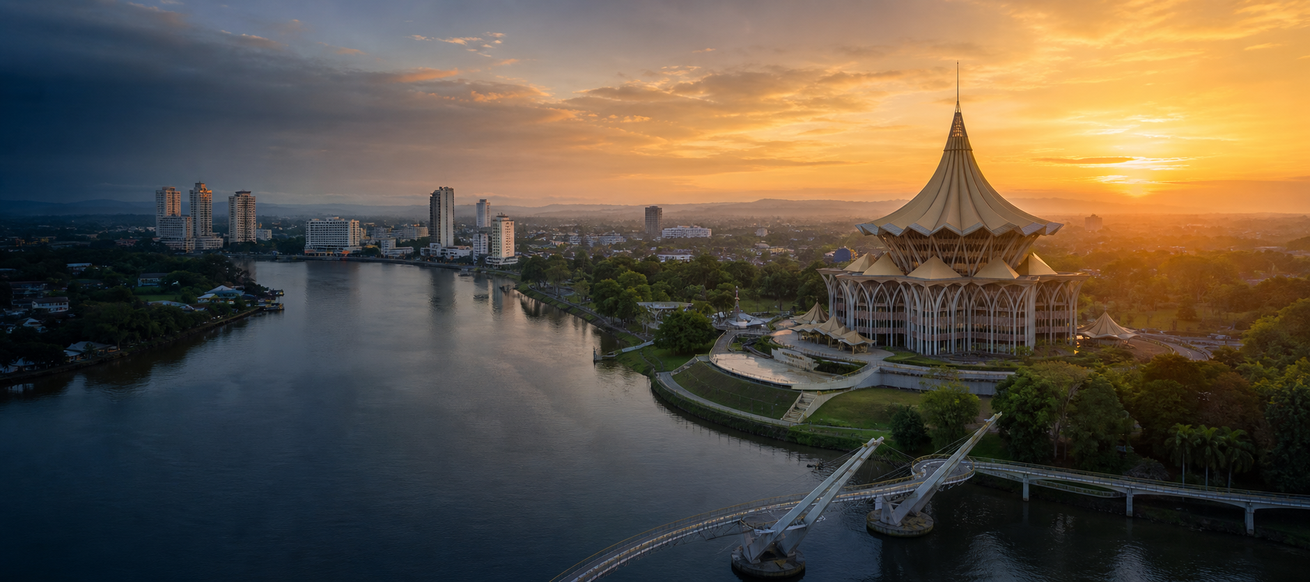 Panorama Kuching dan Dewan Undangan Negeri Sarawak